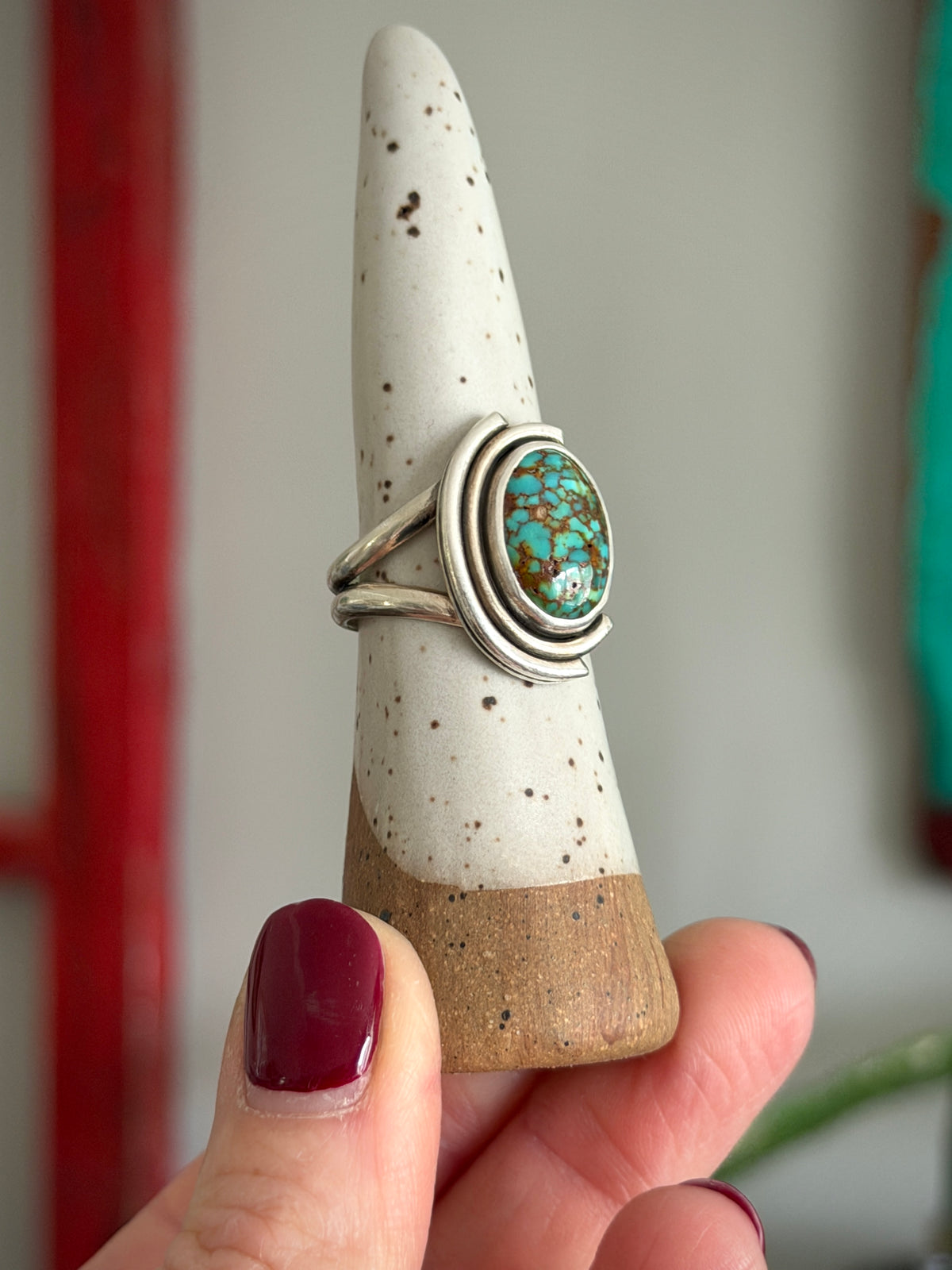 Patagonia Turquoise Art Deco Ring size 9
