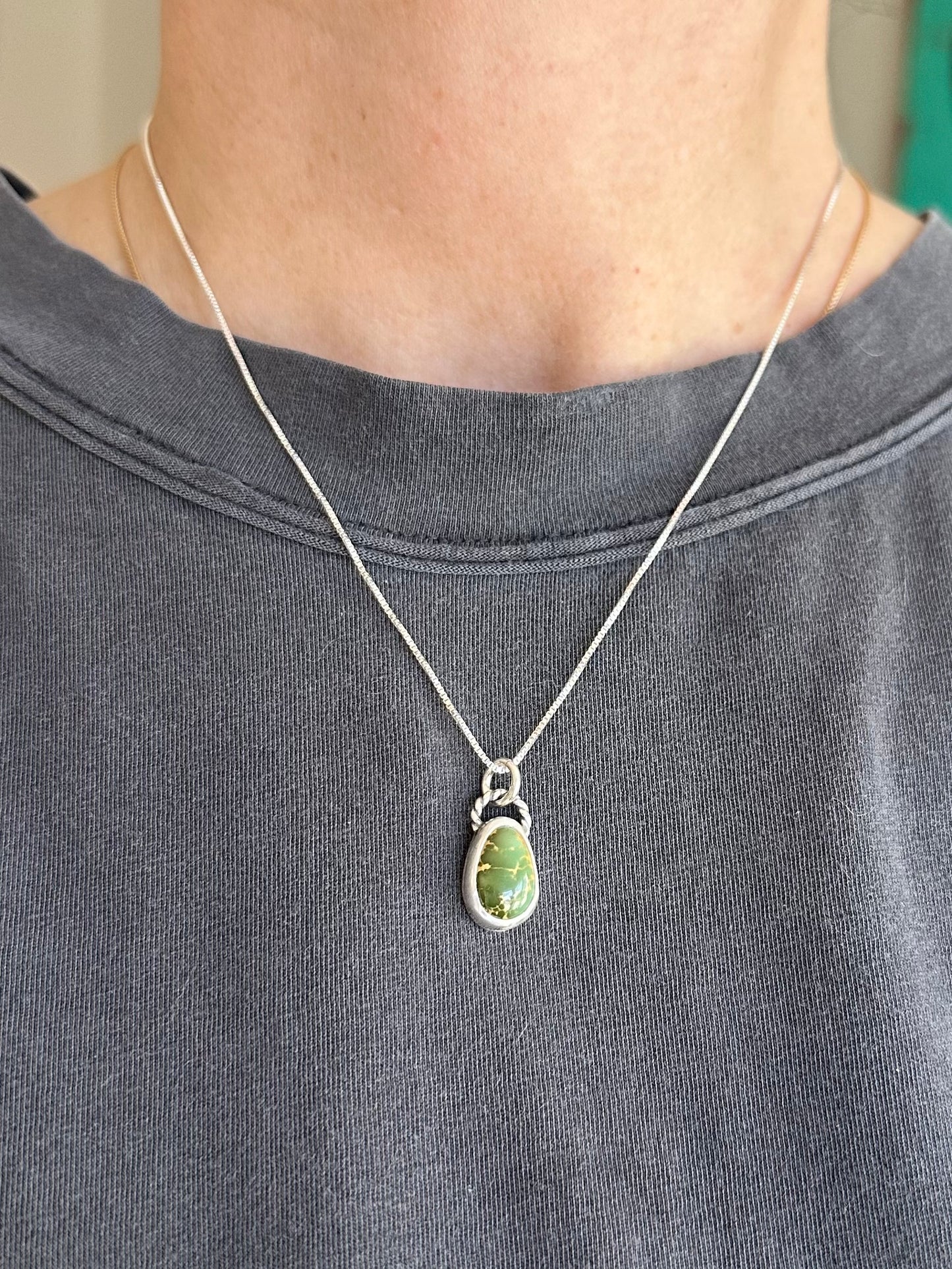 Natural Royston Little Green Turquoise Pendant