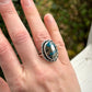Morenci 2 Turquoise Twist Pyrite Loaded Ring in size 7