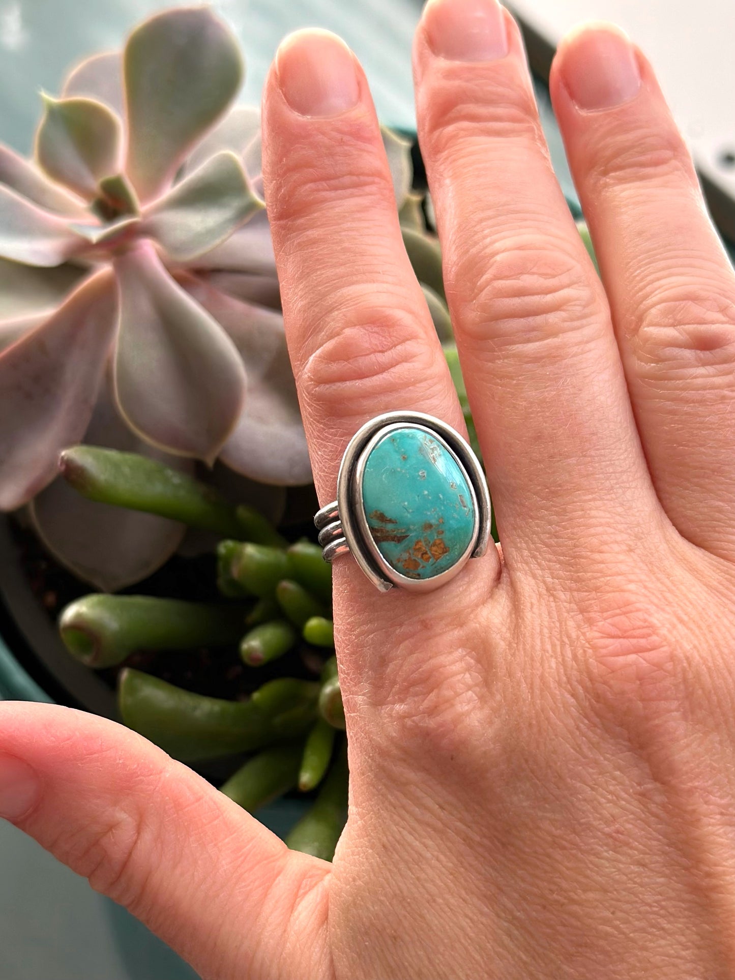 Royston Turquoise Arch Ring in size 8.75