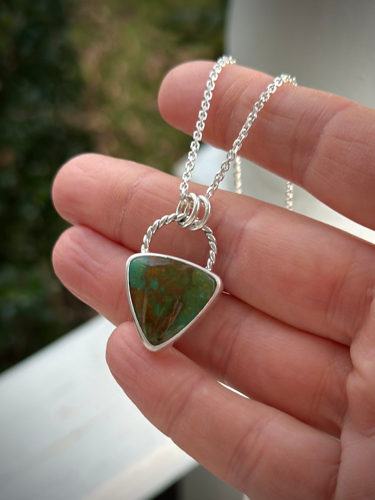 Rising Phoenix Turquoise Trillion Pendant