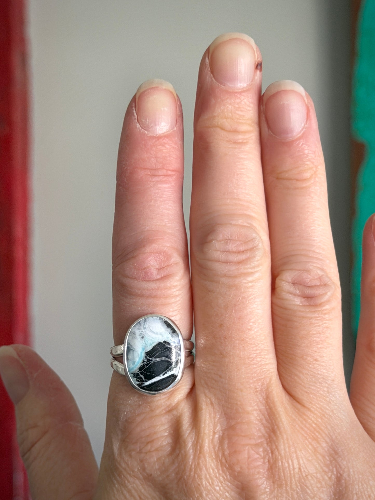 White Buffalo Opalite Ring in size 8.75