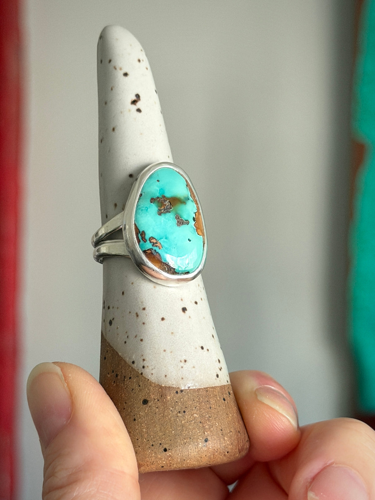 Montezuma Turquoise Ring in size 8