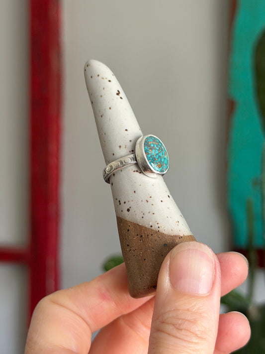 Patagonia Turquoise Stamped Band Ring in size 7.75