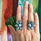 Coober Pedy Opal Half Flower Ring in size 8-1/2