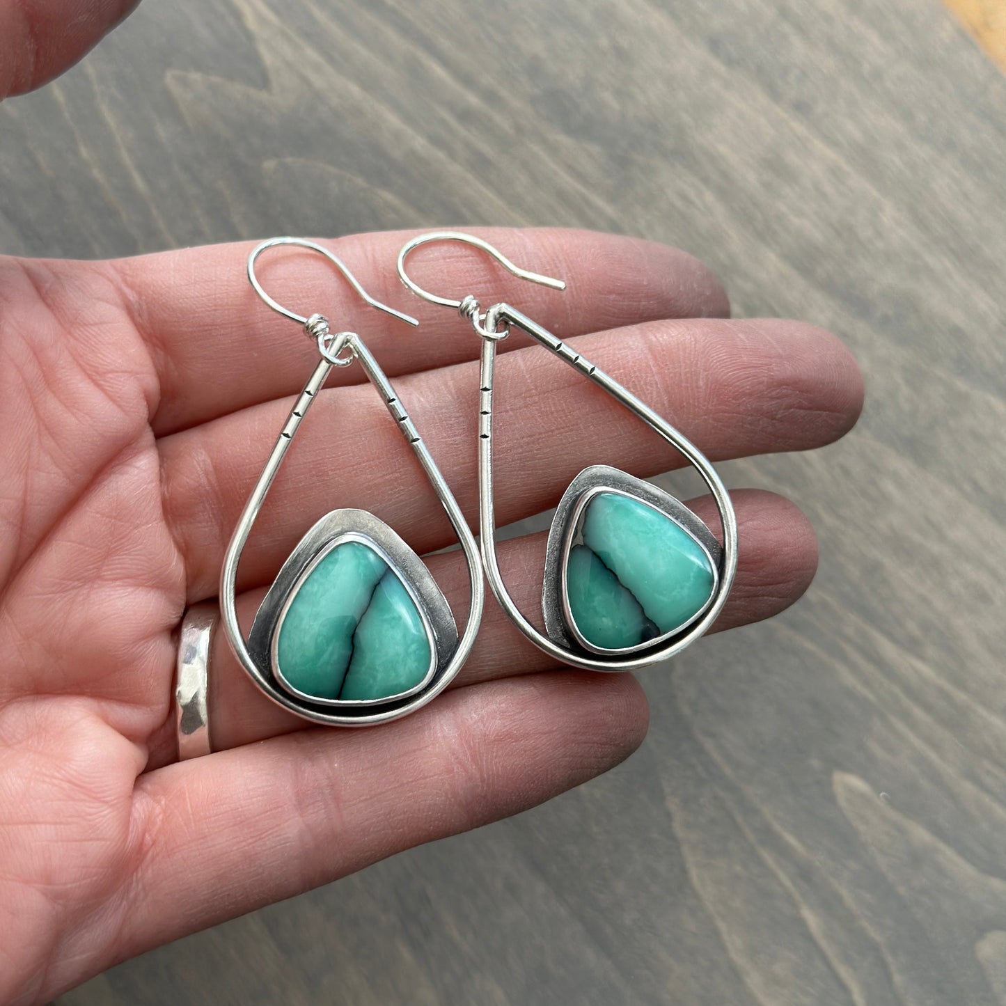 Desert Bloom Variscite Teardrop Hoops