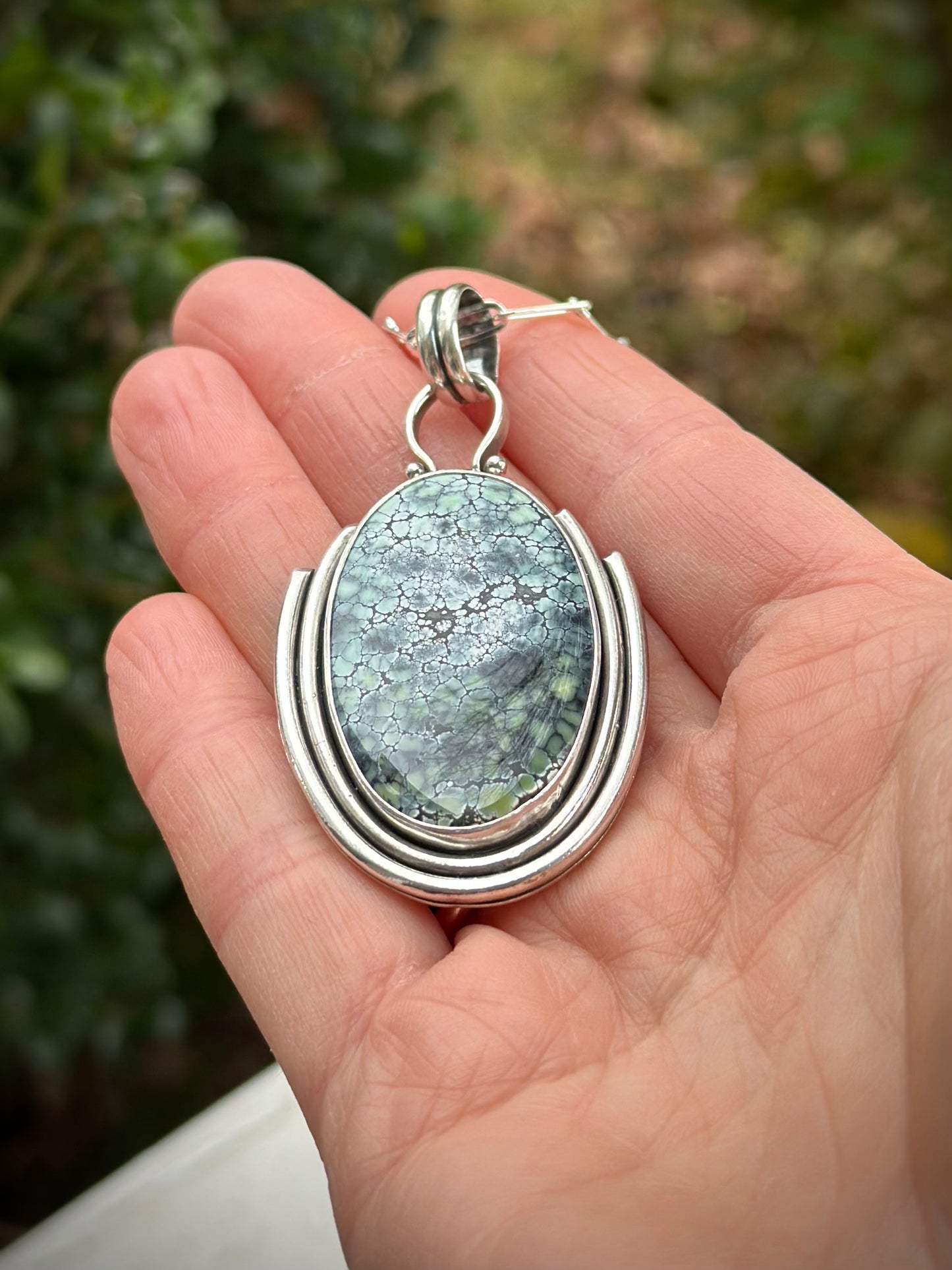 New Lander Variscite Art Deco Pendant Natural and High Grade