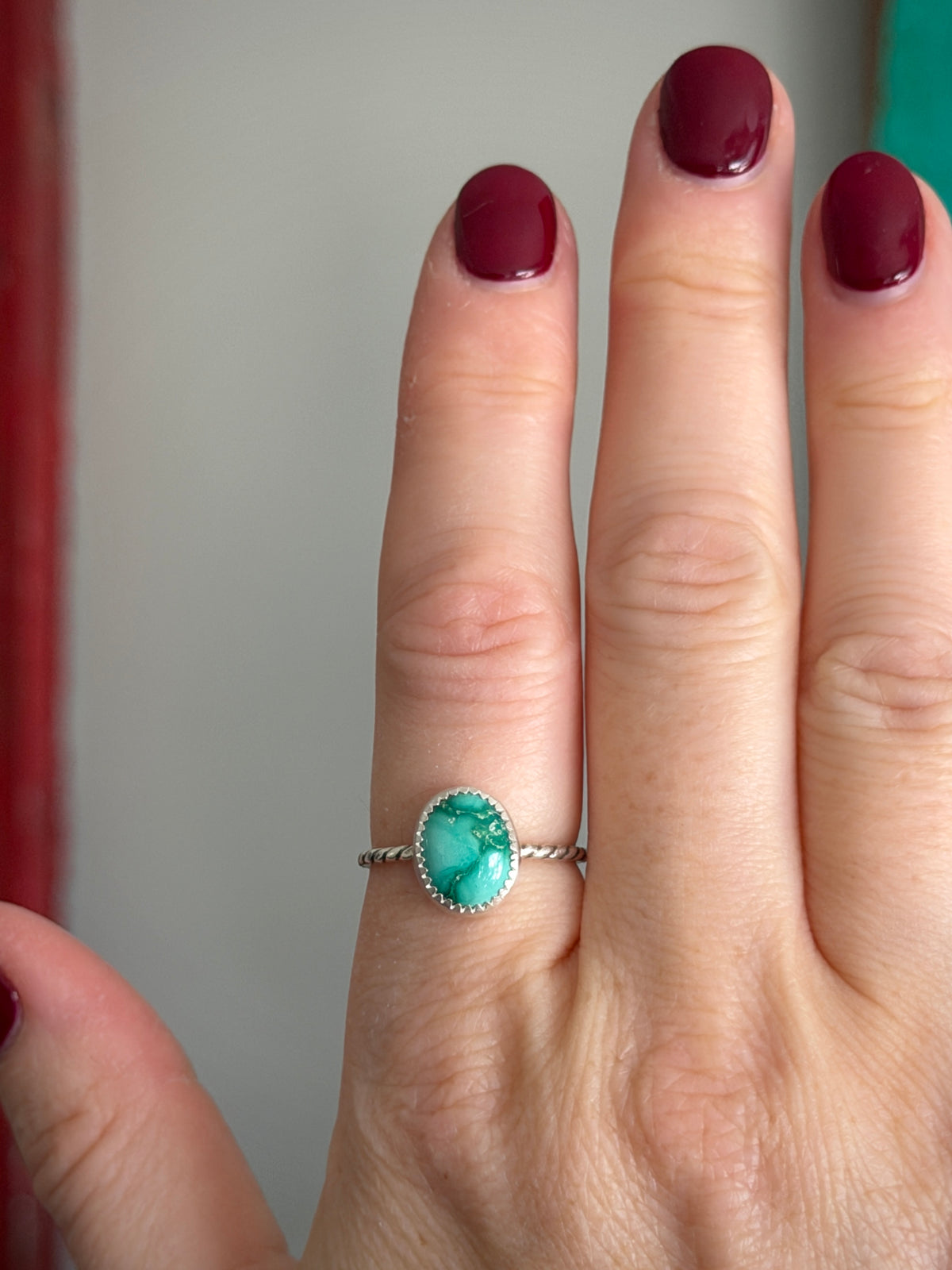 Emerald Valley Turquoise Ring Twist Band size 8.75