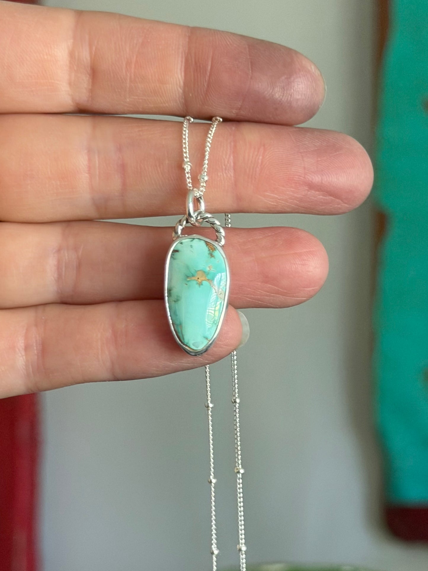 Royston Royal Blue Turquoise Necklace in pale green