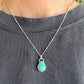 Thunderbird Turquoise Teardrop Pendant Deeper Blue