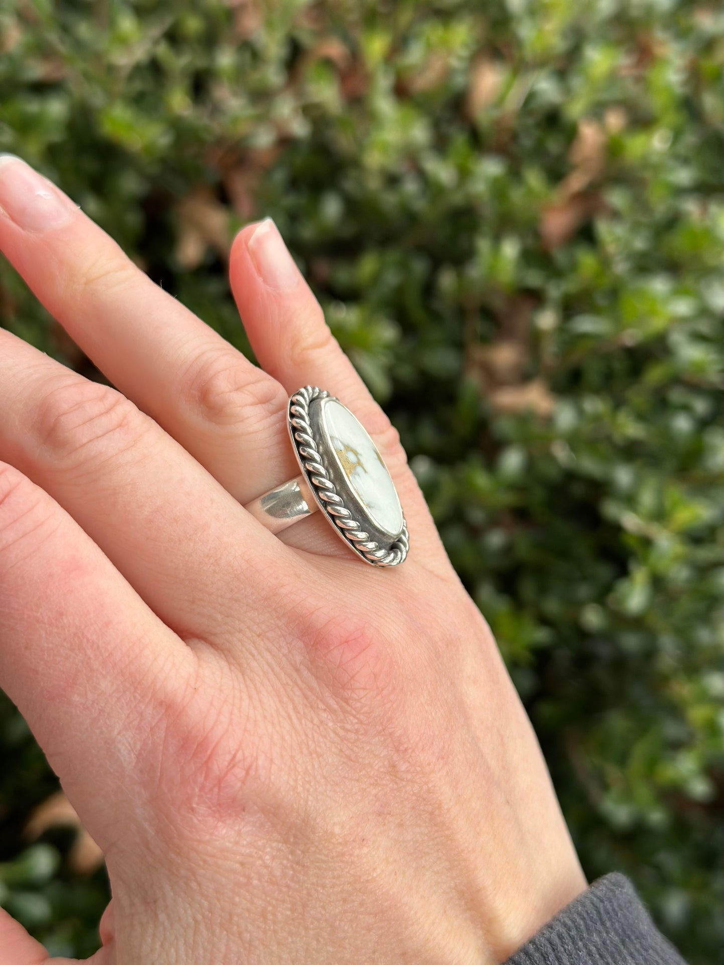 Emerald Basin Variscite Twist Ring in size 7-1/2