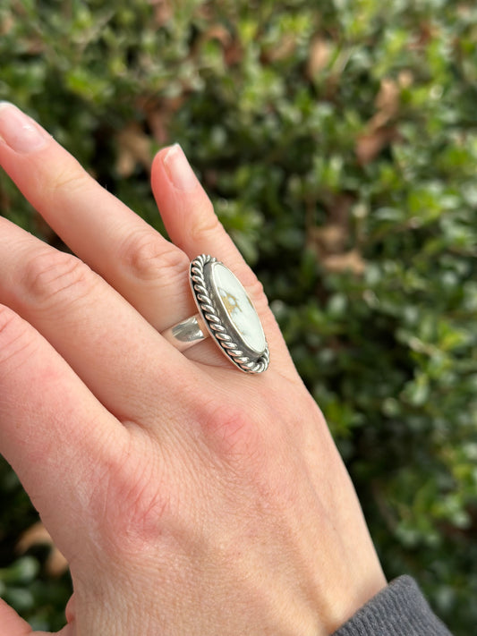 Emerald Basin Variscite Twist Ring in size 7-1/2