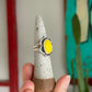 Yellow Rosarita Slag Glass Ring Gothic Vibes in size 6.75