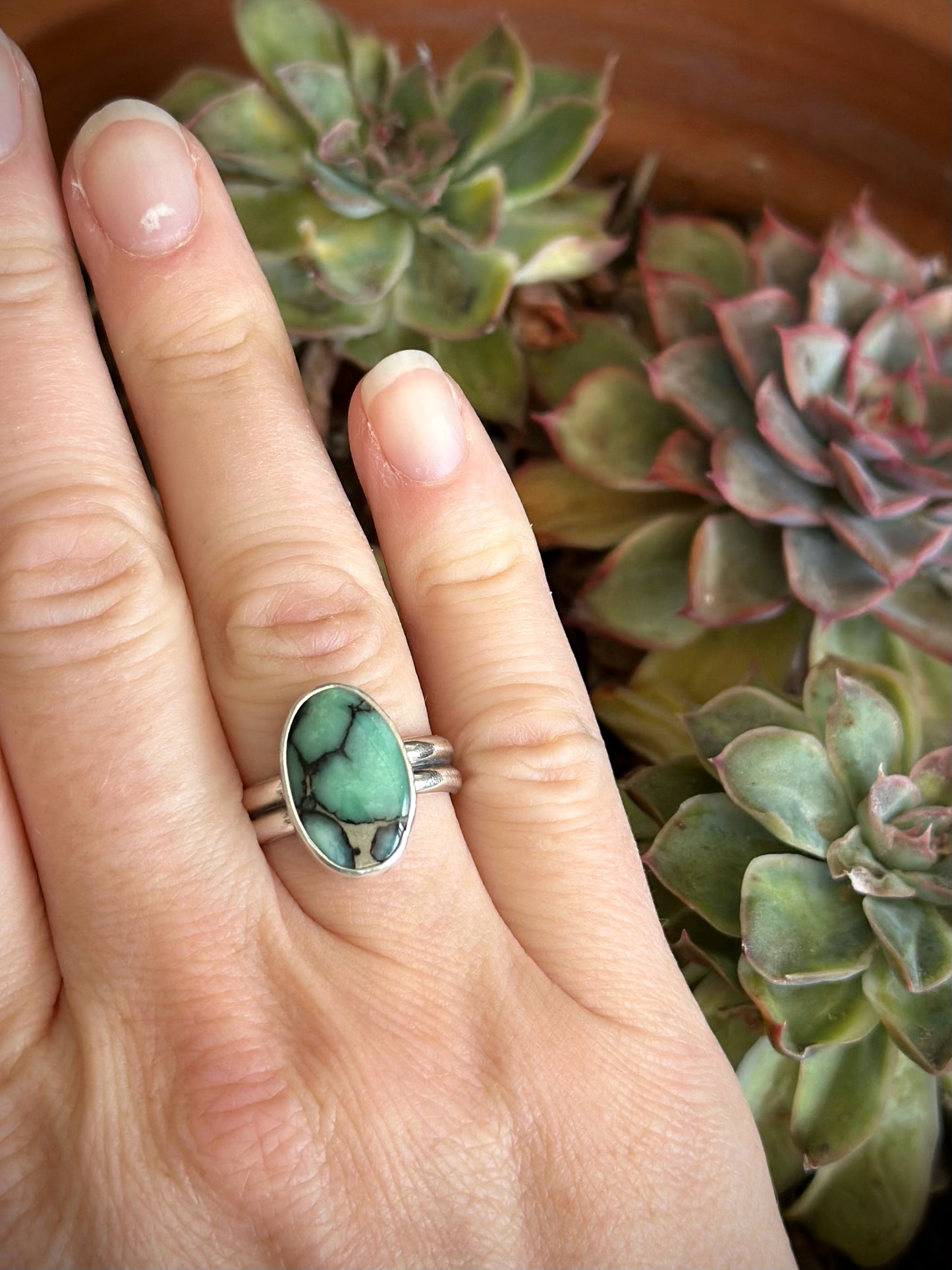 Desert Bloom Variscite Ring in size 7.75