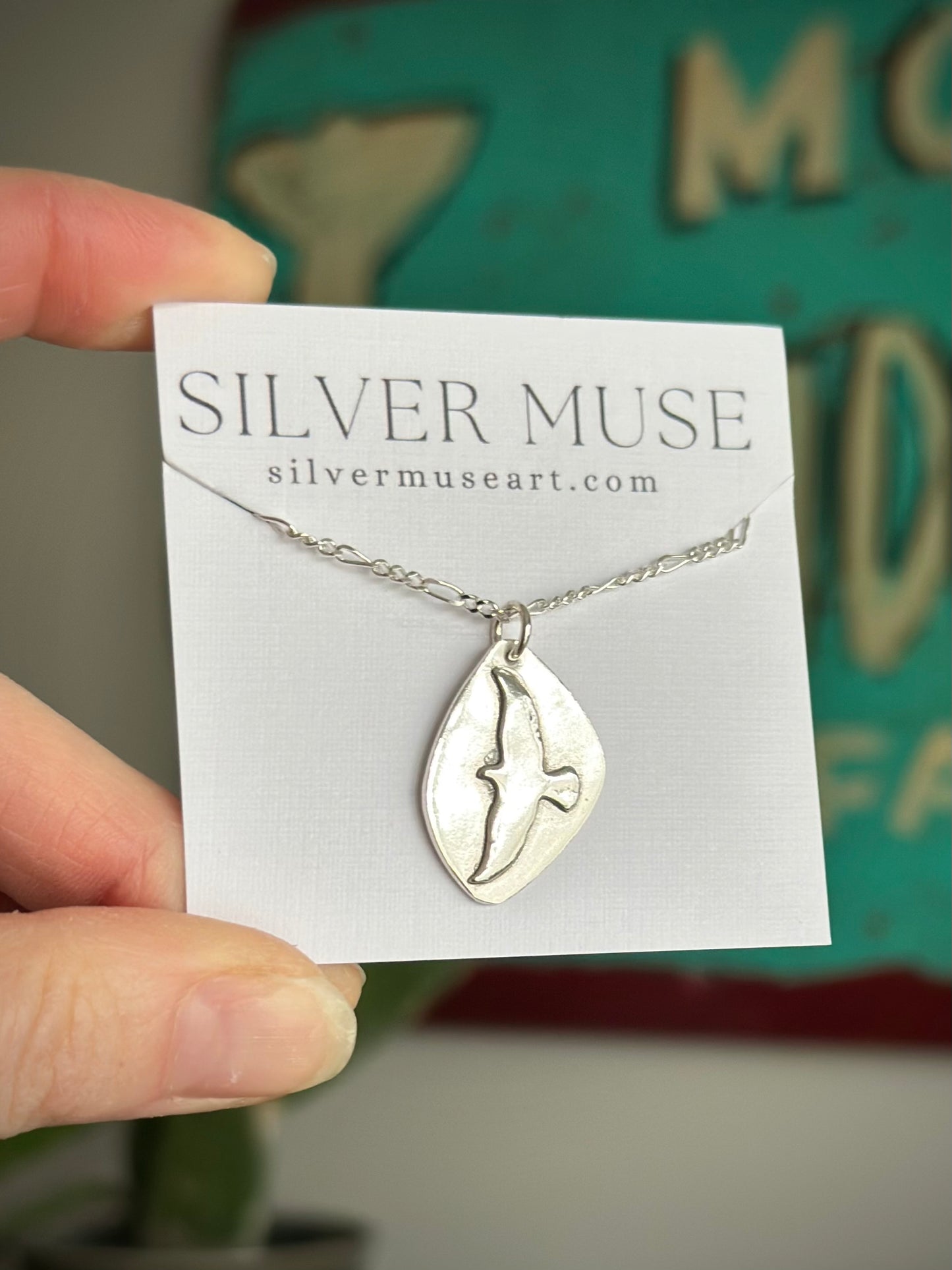 Fine Silver Flying Eagle Necklace