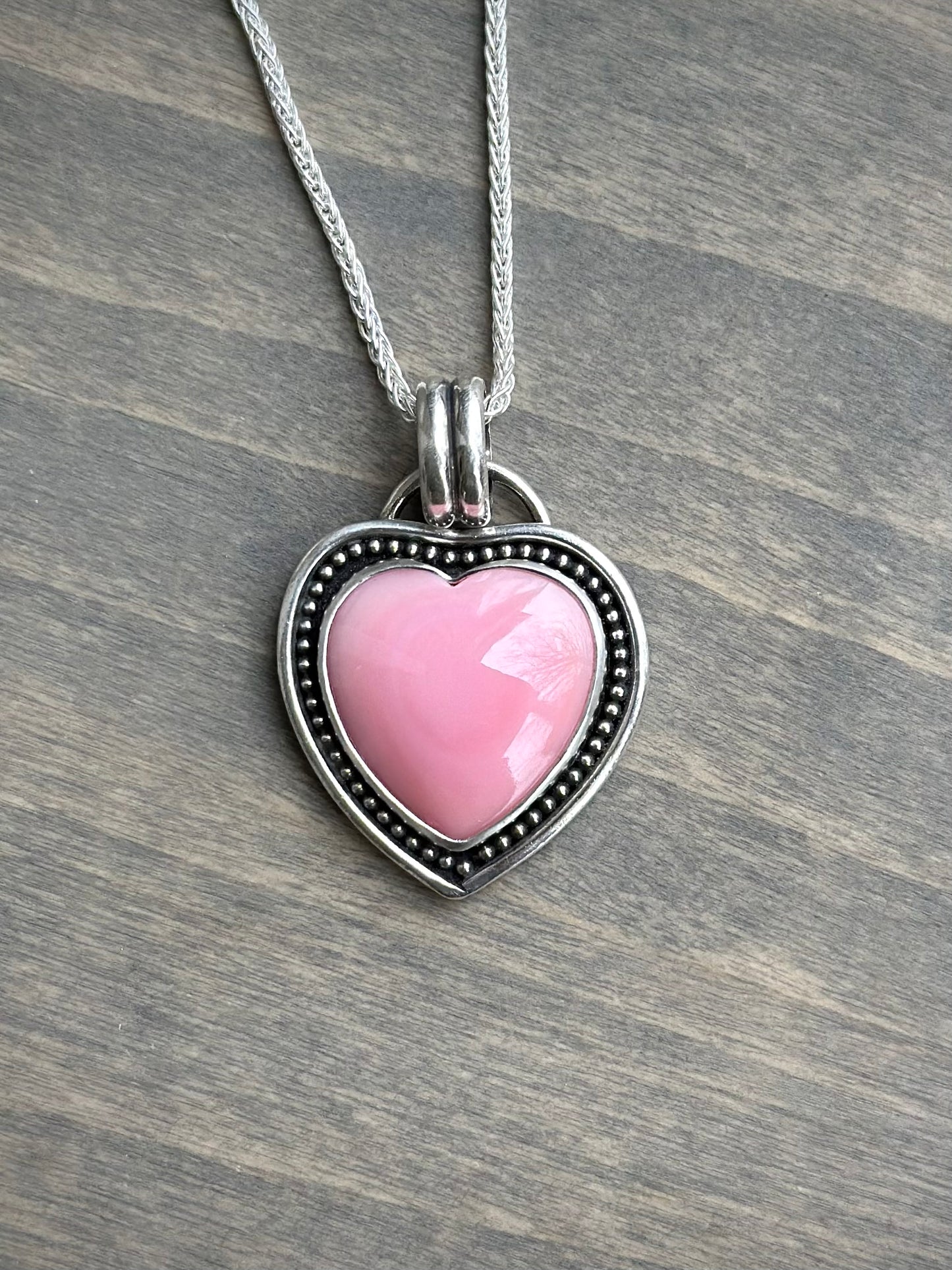 Pink Conch Shell Heart Pendant