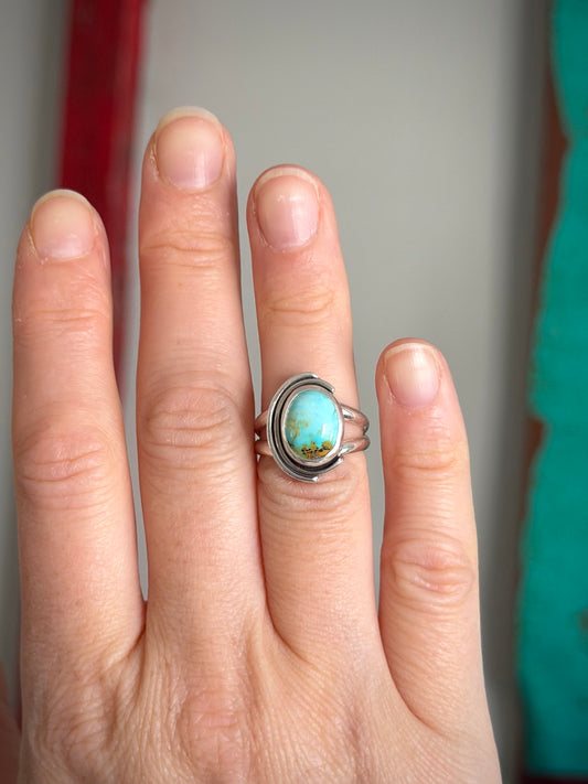 Thunderbird Turquoise Art Deco Ring size 6.25