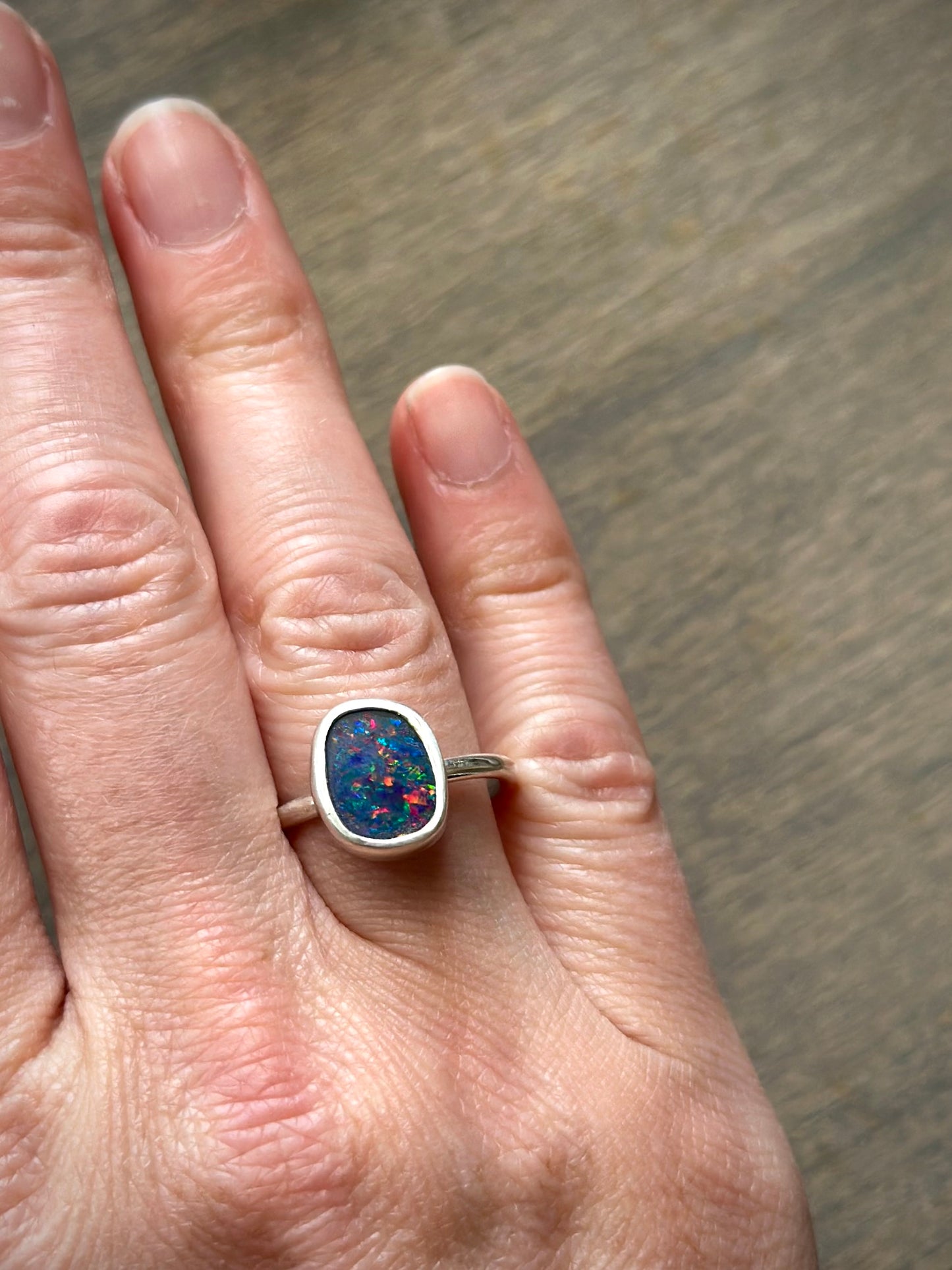 Coober Pedy Opal Stacker Ring in size 8-1/4