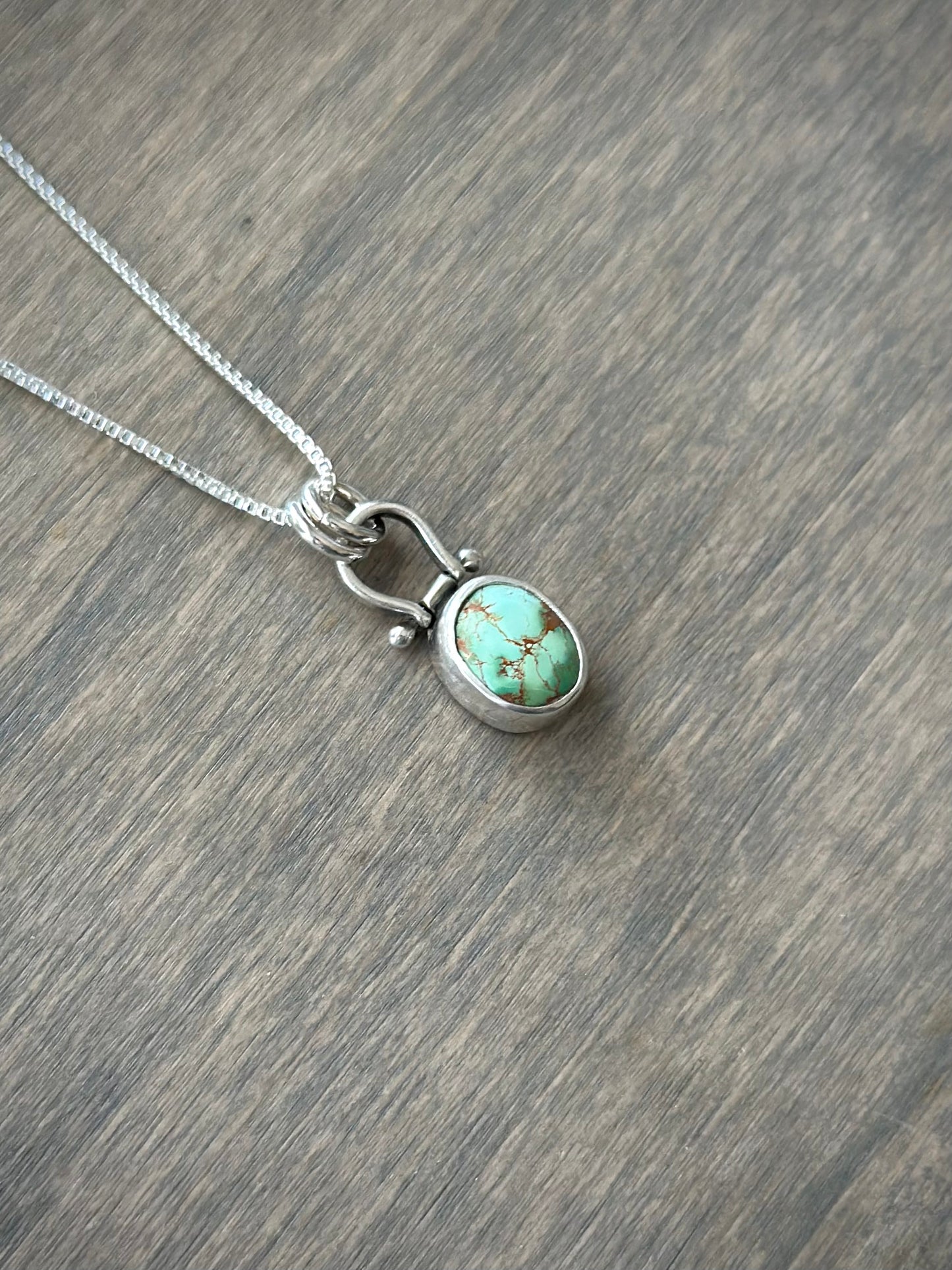 Tiny Royston Turquoise Hinge Pendant no. 12