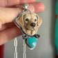 Laura Mears Golden Retriever Labrador Pendant with Heart + Succulents