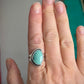 Desert Bloom Variscite Art Deco Ring size 8.5 STAMPED BAND