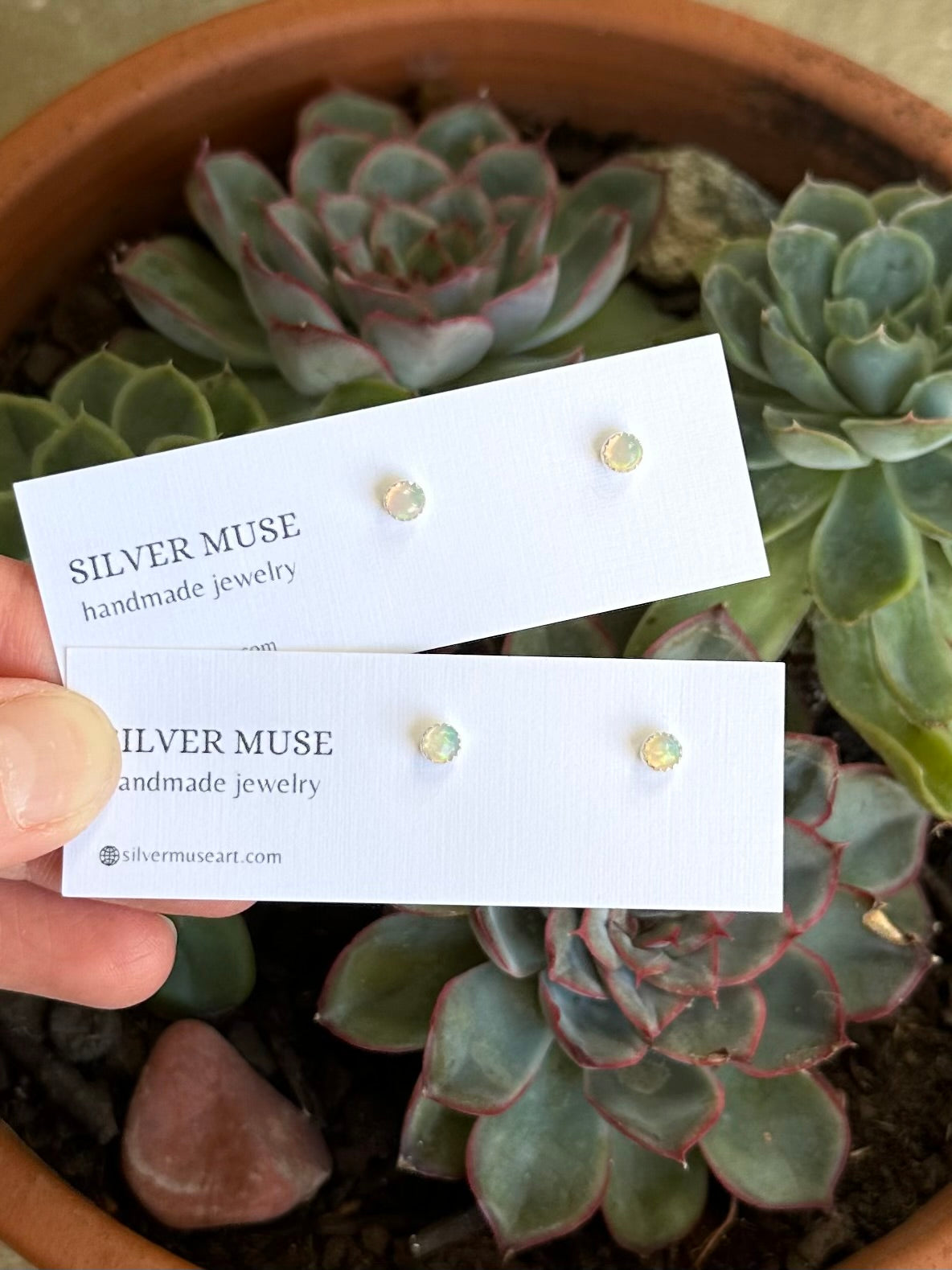 Ethiopian Opal Sterling Silver Stud Earrings v2