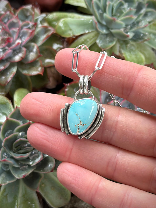 Royston Turquoise Art Deco Pendant in Pale Blue v2