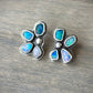 Flashy Half Flower Opal Stud Earrings with Tassels