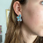 Flashy Half Flower Opal Stud Earrings with Tassels