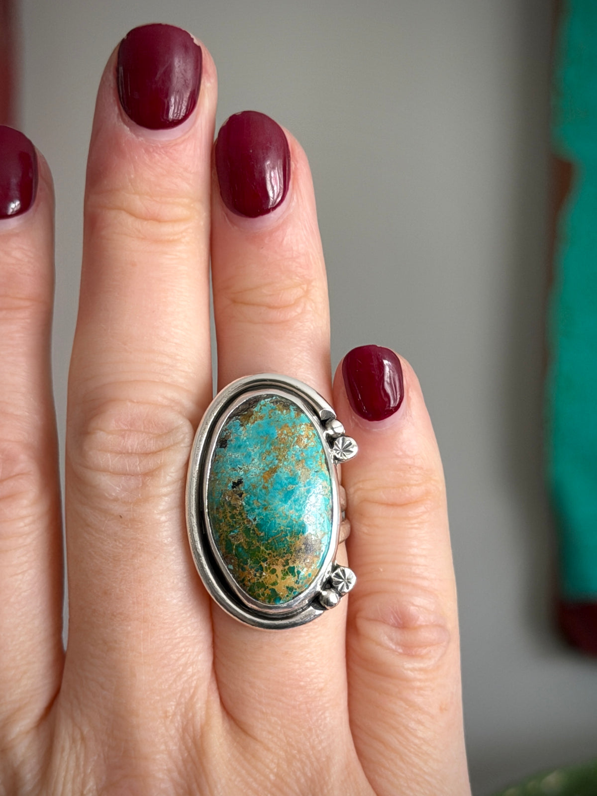 Thunderbird Turquoise Funky Ring size 7