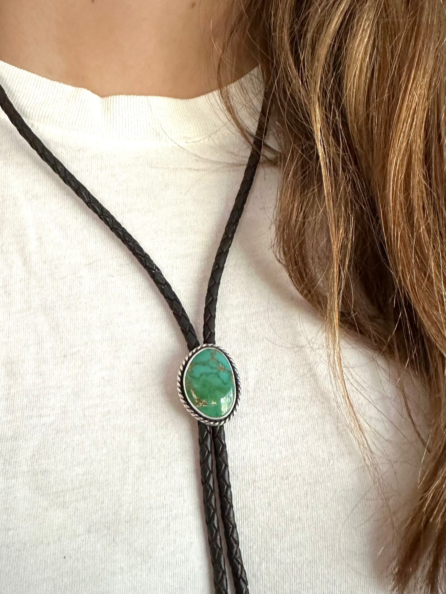 Hardy Pit Turquoise Bolo Tie in Dark Brown