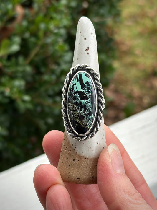 San Pedro Variscite Twist Ring in size 8.5