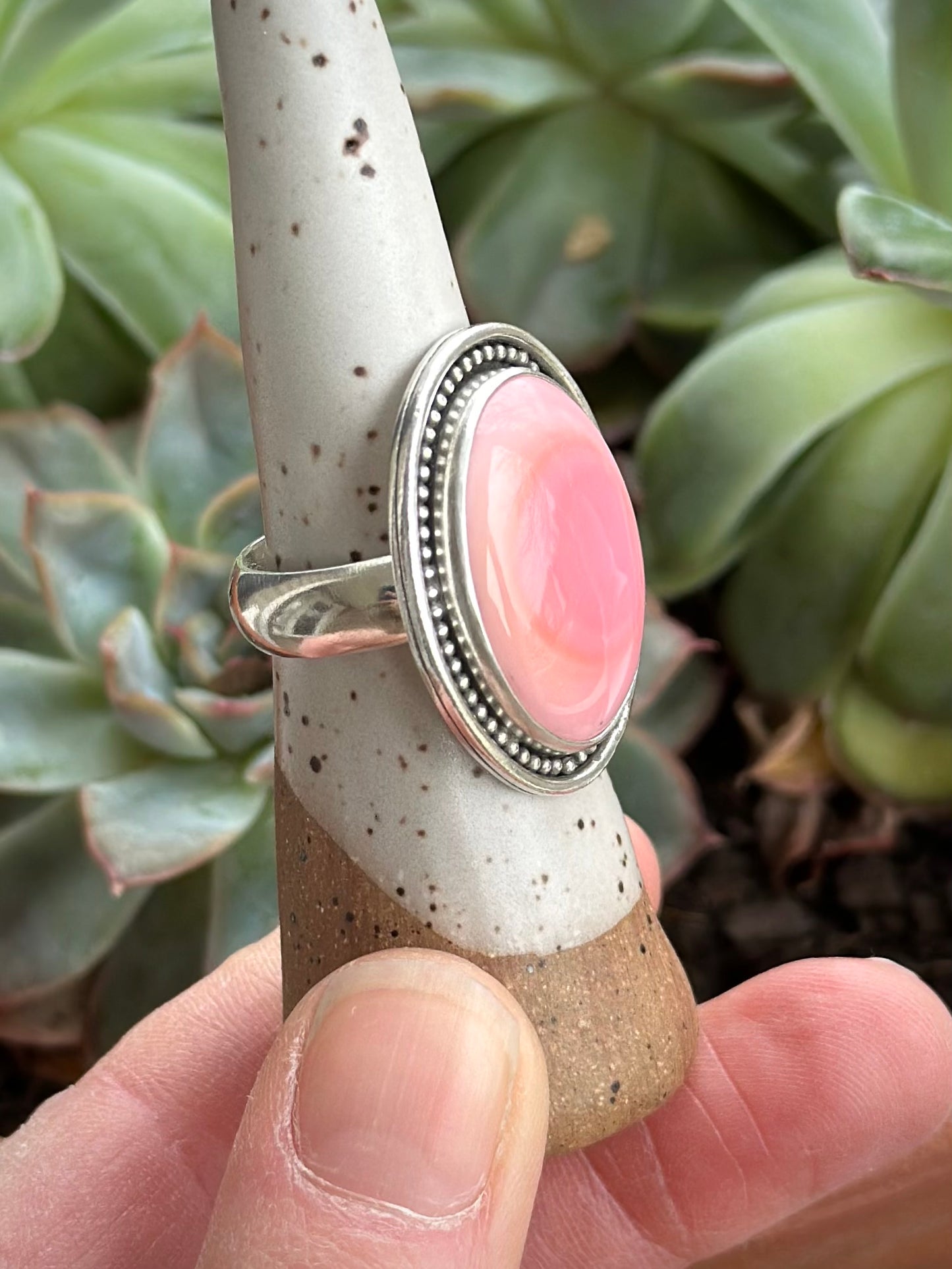 Pink Conch Shell Ring in size 9