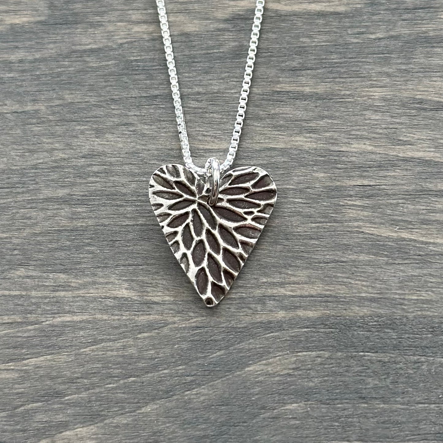 Speckled Heart Necklace in Fine Silver