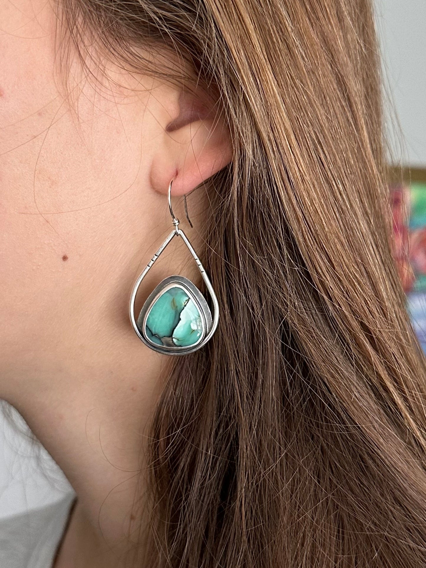 Desert Bloom Variscite Teardrop Hoops v3