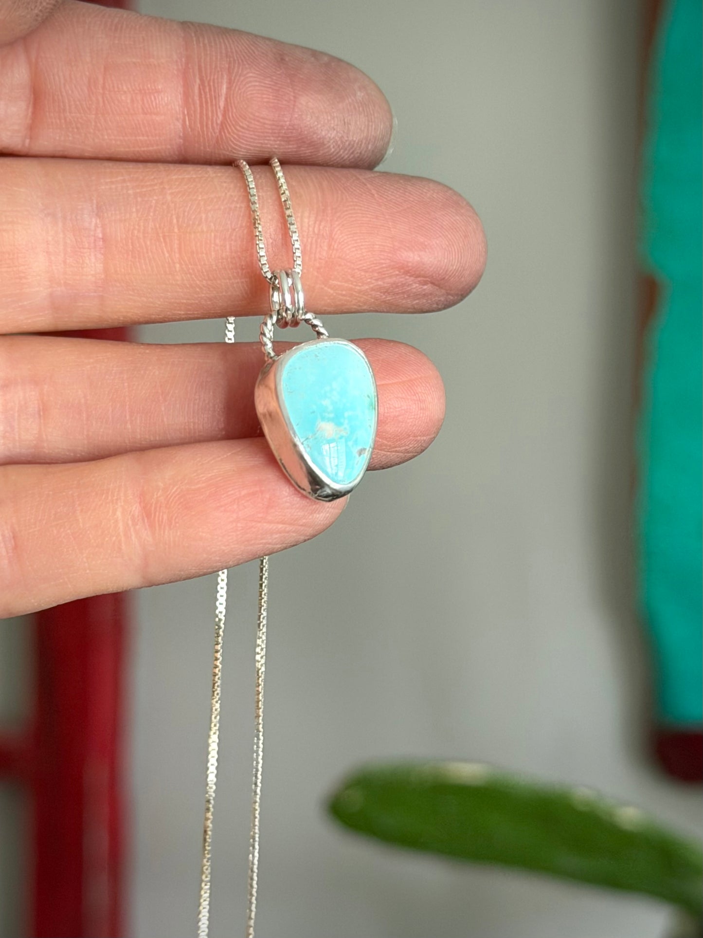 Royston Royal Blue Turquoise Necklace in Pale Blue v3