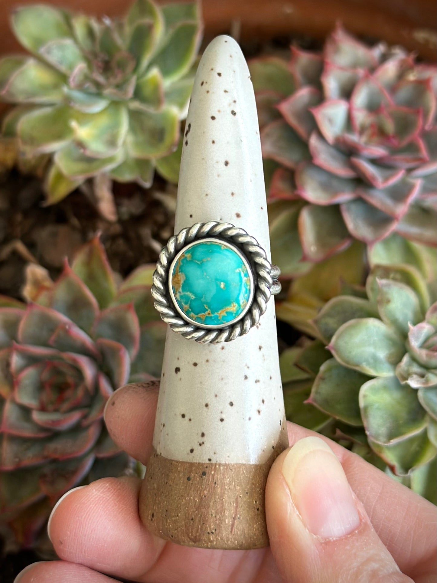 Emerald Valley Turquoise Twist Ring in size 7-3/4