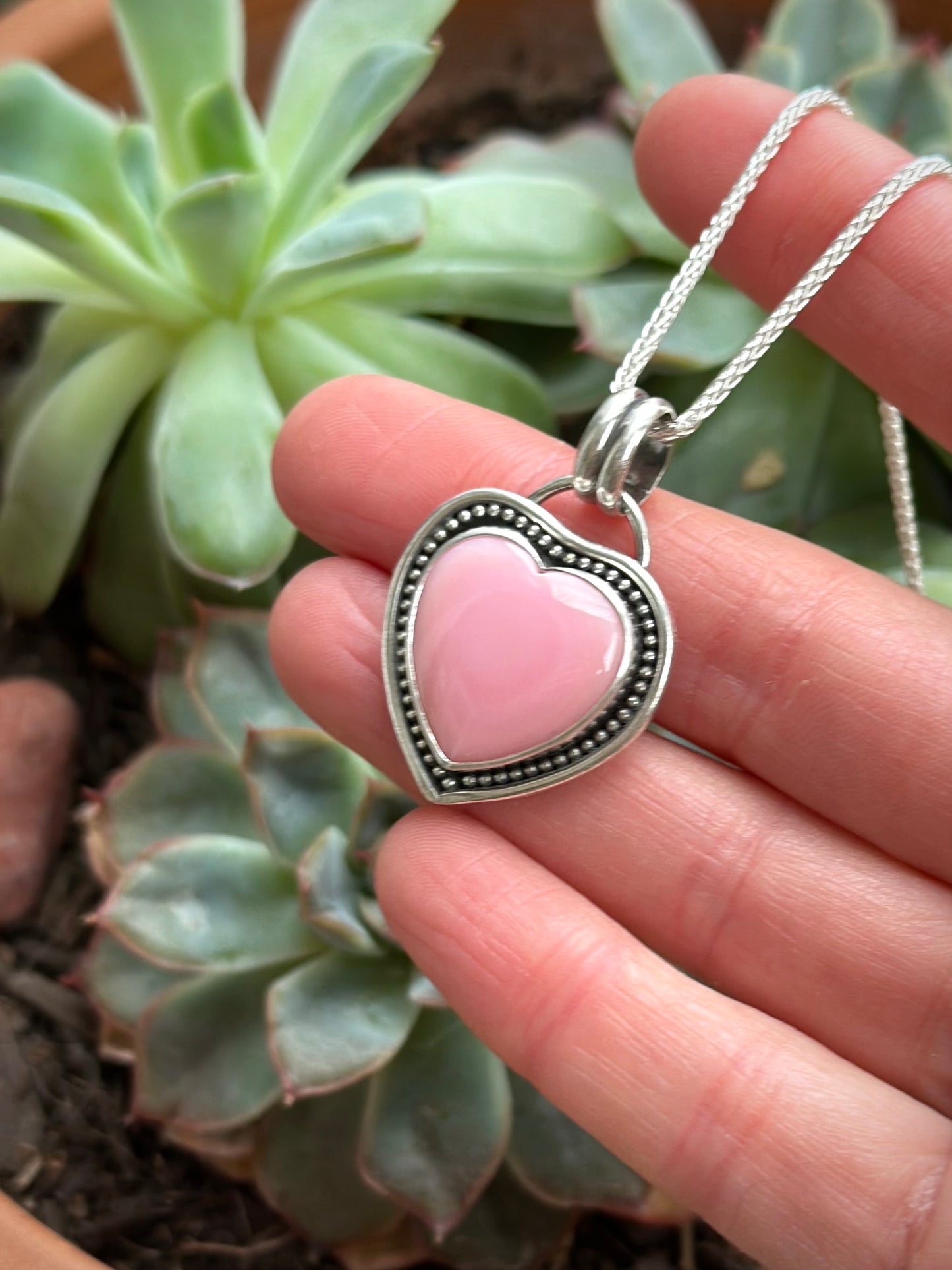 Pink Conch Shell Heart Pendant