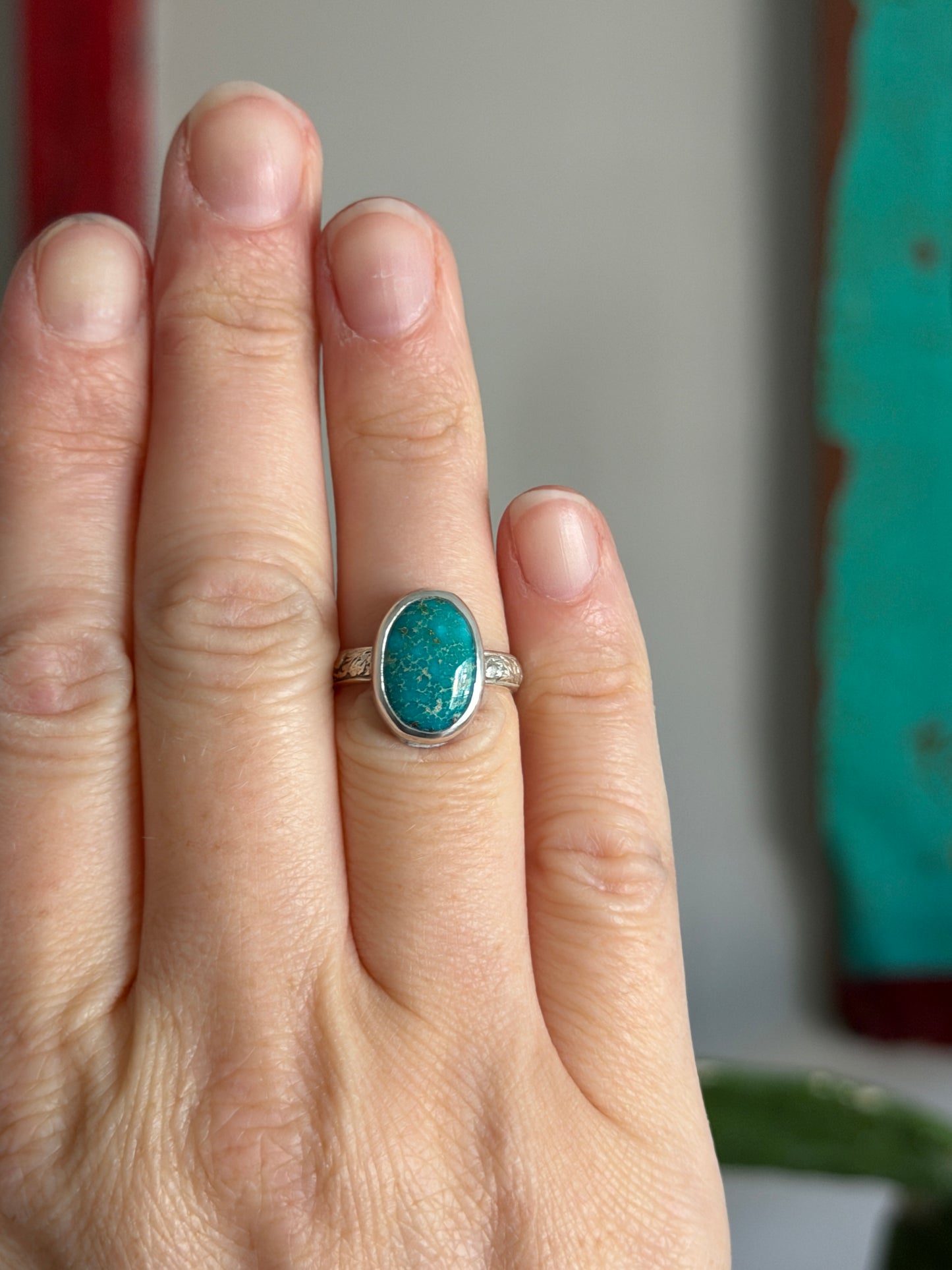 Patagonia Turquoise Oval Ring in size 6.5