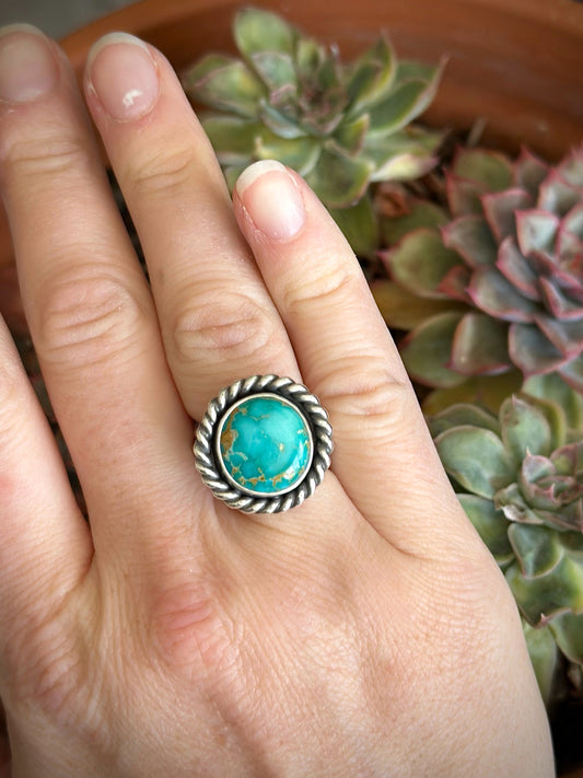 Emerald Valley Turquoise Twist Ring in size 7-3/4