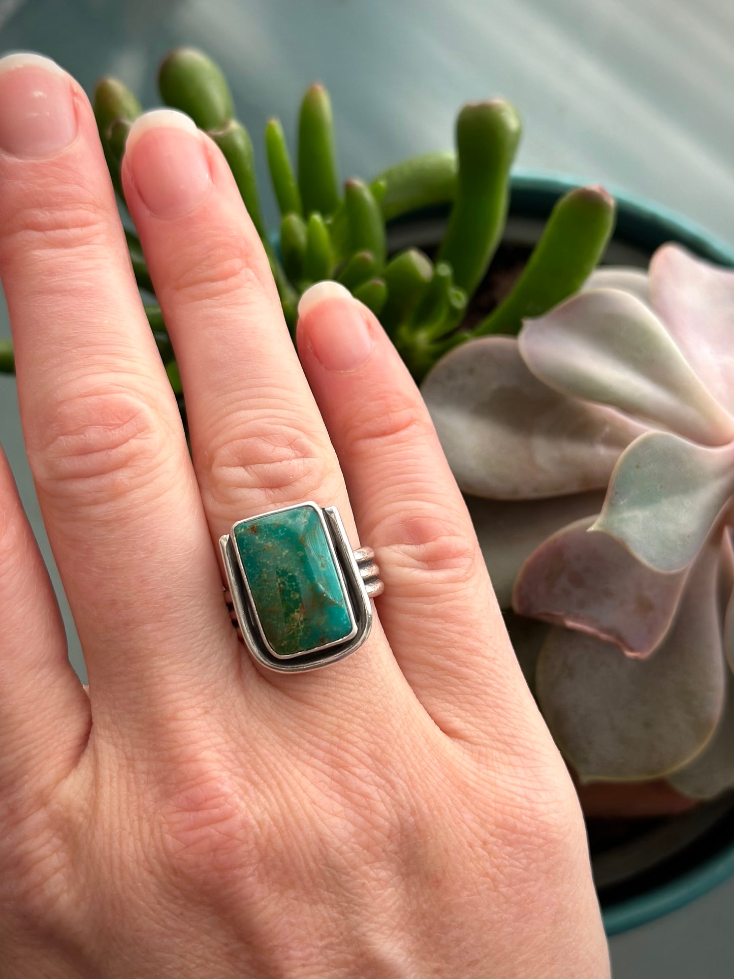 Evans Turquoise Framed Ring in size 8