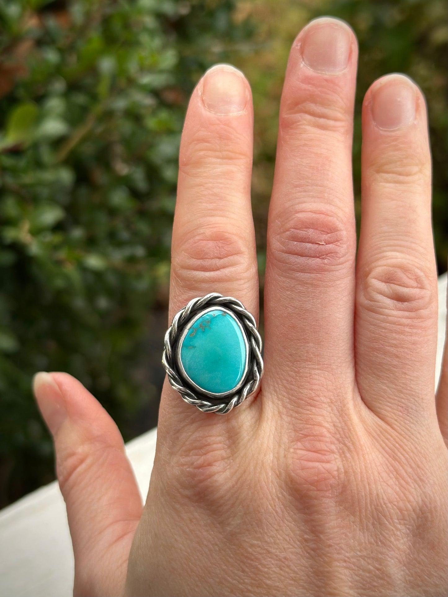 Sleeping Beauty Turquoise Twist Ring in size 8.5