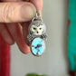 Golden Hills Turquoise Laura Mears Snowy Owl Pendant with Succulents