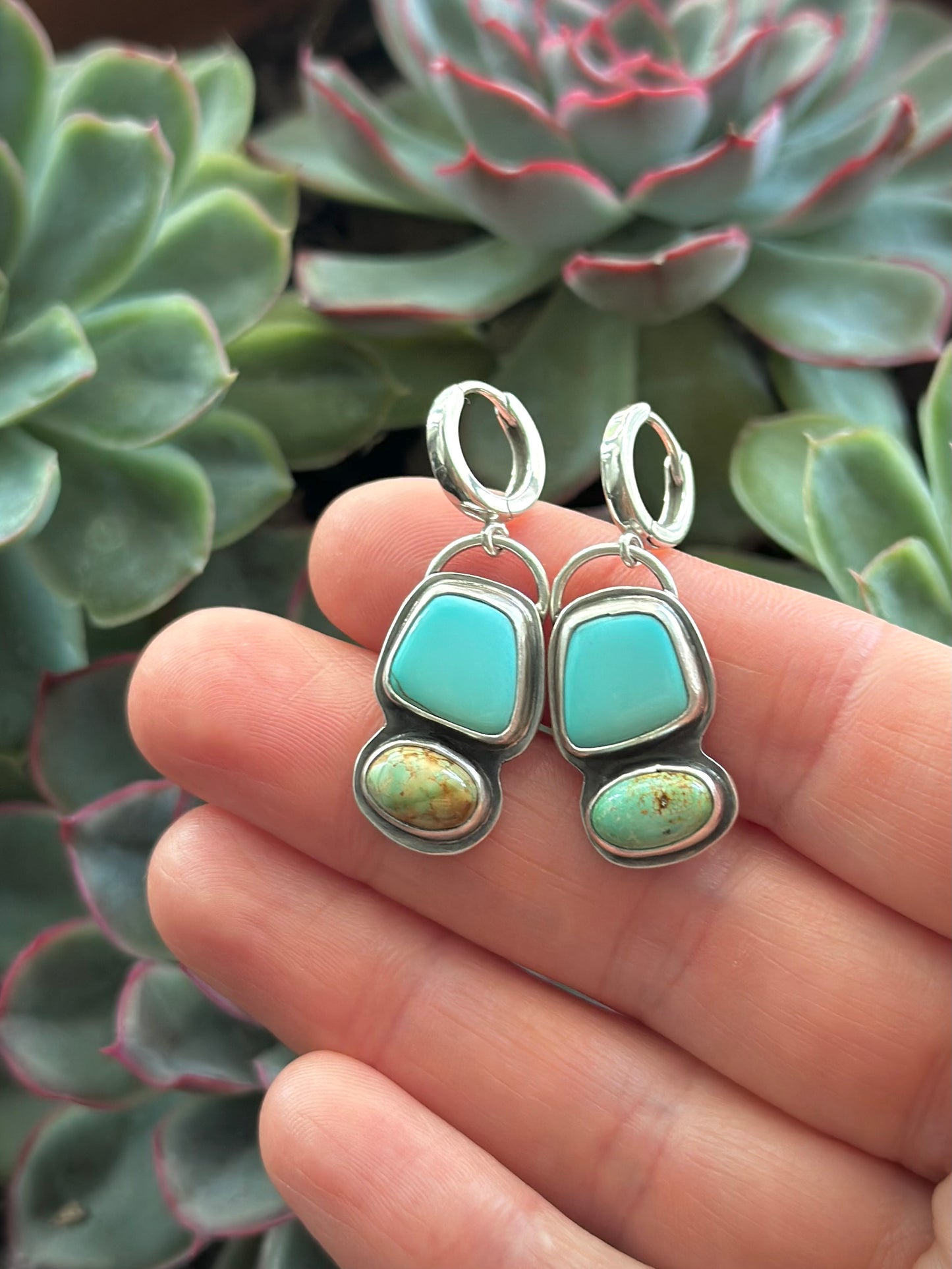 Emerald Valley Turquoise Huggie Hoop Earrings no. 3