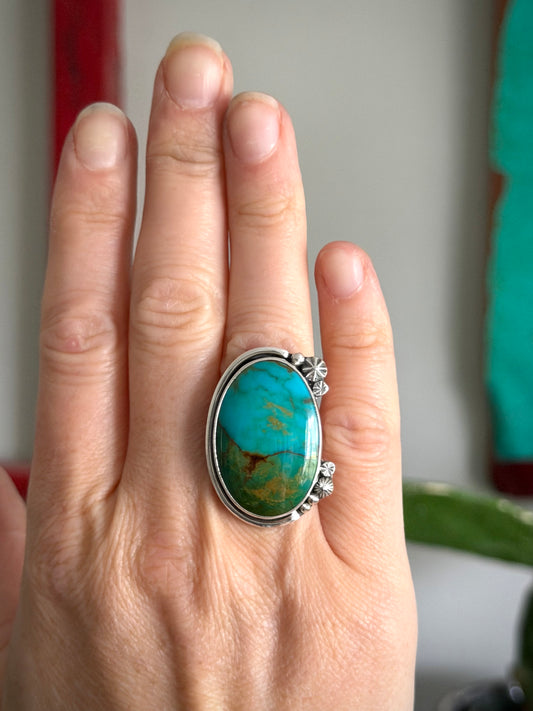 Kingman Turquoise Starry Ring in size 7