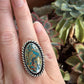 Morenci 2 Turquoise Twist Pyrite Loaded Ring in size 8
