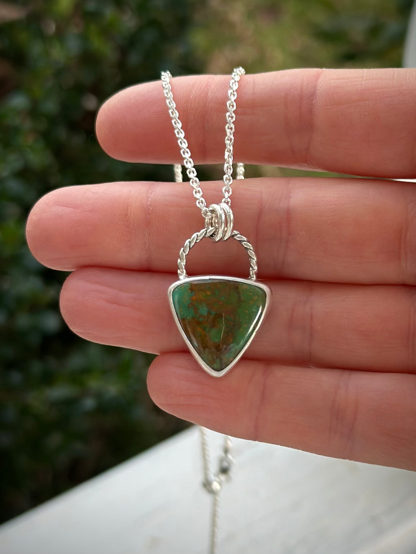 Rising Phoenix Turquoise Trillion Pendant