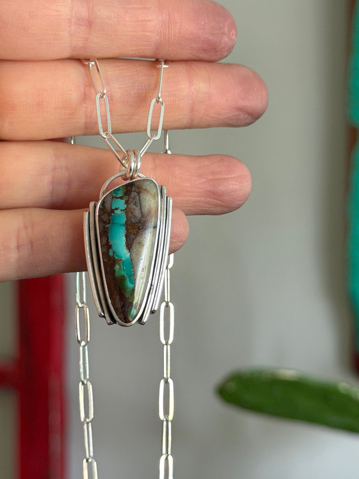 Royston Ribbon Turquoise Art Deco Pendant