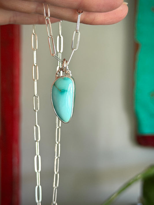 Royston Turquoise Talon Pendant in Pale Blue