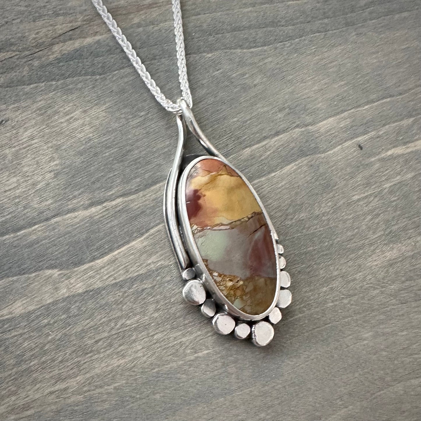 Mescalero Jasper Oval Stepping Stone Wishbone Pendant